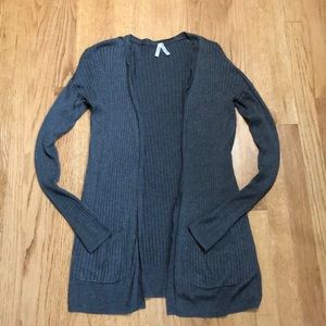 Dark Grey Ribbed Cardigan